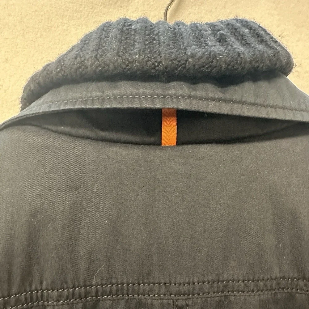 Hugo Boss Orange Field Jacket Mens 42R Black Insulated Pea Coat‎ Knit Mock Neck